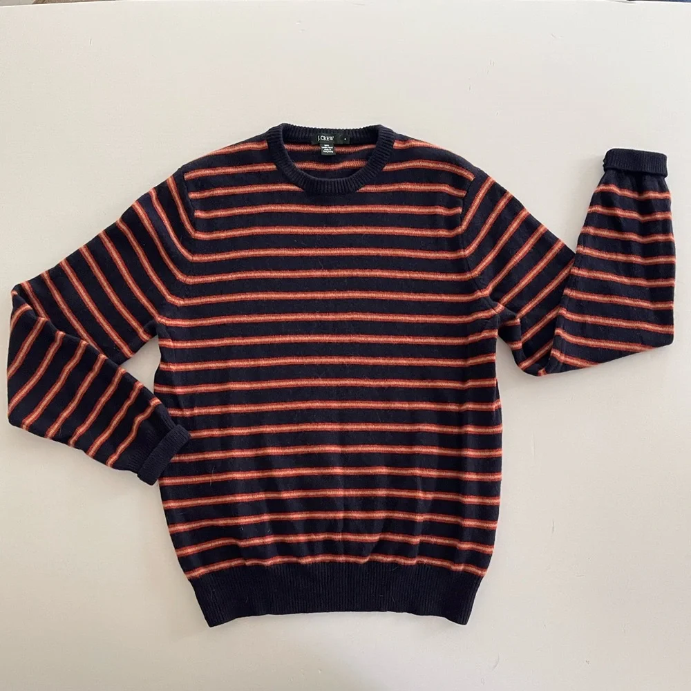 Y2K‎ Lambs Wool Sweater Navy/Orange/Cream Stripe S